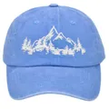 Sky blue washed cotton baseball cap featuring white mountain and forest embroidery - Adult - Adjustable / Light Blue