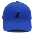 Royal blue cotton baseball cap with black dog embroidery in a classic six-panel design - Sapphire Blue
