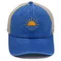 Cappellino da baseball retrò blu lavato con ricamo sole e rete traspirante beige - Blu