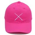 Casquette de baseball rose vif avec broderie blanche en croix et style six pans - Adulte - Réglable / Rose rouge