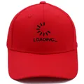 Berretto da baseball in cotone rosso classico con ricamo Loading nero e visiera piatta - Adulto - Regolabile / Rosso