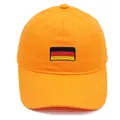 Bright orange cotton baseball cap with German flag embroidery and adjustable strap - Orange