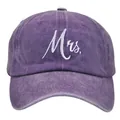 Purple washed cotton baseball cap featuring white Mrs. embroidery and vintage finish - Adult Size / Mrs-Purple