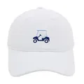 Casquette de baseball en coton blanc avec broderie de voiturette de golf - Adulte - Réglable / Blanc