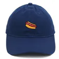 Navy blue cotton baseball cap featuring high-quality hot dog embroidery detail - Adult - Adjustable / Navy Blue