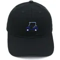 Casquette de baseball noire en coton avec broderie voiture de golf et bord incurvé - Adulte - Réglable / Noir