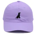 Lavender cotton baseball cap featuring minimalist black dog silhouette embroidery - Light Purple
