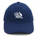 Navy blue cotton baseball cap with Cat Mom embroidery and kitten silhouette - Navy Blue
