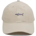 Gorra de béisbol beige clásica con un bordado de tiburón detallado en la parte frontal - Adulto - Ajustable / Beige