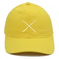 Casquette de baseball jaune vif avec broderie blanche minimaliste de baguettes - Adulte - Réglable / Jaune