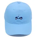 Casquette de baseball en coton bleu ciel avec broderie de voiture de golf et visière - Adulte - Réglable / Bleu ciel