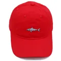 Gorra de béisbol de algodón rojo con bordado de tiburón y diseño clásico de seis paneles - Adulto - Ajustable / Rojo
