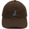 Dark brown cotton baseball cap with grey labrador dog embroidery on the front - Coffee