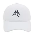 Classic white cotton baseball cap featuring elegant black Mr. cursive embroidery on front - Adult Size (56-60cm) / Mr. Style / White