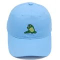 Hemelblauwe katoenen baseballcap met gedetailleerd borduursel van een yoga-kikker - Hemelsblauw