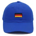 Navy blue cotton baseball cap featuring embroidered German flag patch on the front - Sapphire Blue