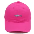 Casquette de baseball en coton rose vif avec broderie de requin détaillée devant - Adulte - Réglable / Rose rouge