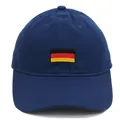 Dark blue cotton baseball cap featuring German flag embroidery and adjustable strap - Navy Blue