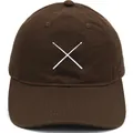 Casquette de baseball marron foncé avec symbole X blanc brodé sur le devant - Adulte - Réglable / Café