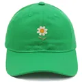 Hellgrüne Baumwoll-Baseballkappe mit Gänseblümchen-Stickerei und gebogenem Schirm - Erwachsene - Verstellbar / Grün