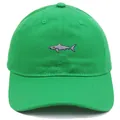 Casquette de baseball en coton vert avec broderie requin et visière incurvée renforcée - Adulte - Réglable / Vert