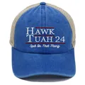 Cappellino trucker mesh blu e beige con ricamo HAWK TUAH '24 e finitura in cotone lavato - Adulto - Regolabile / Blu
