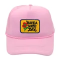 Pink mesh trucker hat with Have a Nice Day flower patch and breathable back design - All Pink
