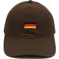 Brown cotton baseball cap featuring high-quality German flag embroidery in a classic style - Coffee