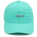 Casquette de baseball vert menthe avec broderie requin gris en coton sergé doux - Adulte - Réglable / Vert Émeraude