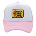 Gorra de rejilla tipo trucker en rosa y blanco con parche de Have a Nice Day floral - Rosa + Blanco