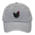 Berretto da baseball in cotone lavato grigio con ricamo di gallo vintage e regolabile - Adulto - Regolabile / Grigio