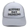 Casquette trucker Support Day Drinking avec maille grise respirante et visière incurvée - Gris + Blanc
