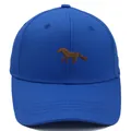 Dark blue baseball cap with brown horse embroidery on cotton twill fabric - Adult - Adjustable / Sapphire Blue