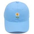 Himmelblaue Baseballkappe aus Baumwolle mit besticktem Gänseblümchen-Motiv - Erwachsene - Verstellbar / Himmelblau
