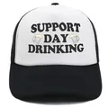 Ασπρόμαυρο καπέλο trucker Support Day Drinking με διαπνέον δίχτυ και γραφικά μπύρας - Μαύρο+Λευκό
