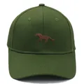 Deep olive green canvas baseball cap with brown horse embroidery in a classic design - Adult - Adjustable / Army Green