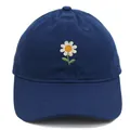 Dunkelblaue Baseballkappe mit zarter weißer Gänseblümchen-Stickerei auf der Vorderseite - Erwachsene - Verstellbar / Marineblau