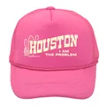 Pink Houston trucker hat with mesh back and cactus print on white background - Adult - Adjustable / All Rose Red