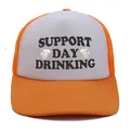 Πορτοκαλί και λευκό καπέλο trucker με τύπωμα Support Day Drinking και μπύρες - Πορτοκαλί και Λευκό