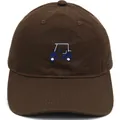 Casquette de baseball en coton marron foncé avec broderie détaillée de voiture de golf - Adulte - Réglable / Café