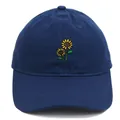 Navy blue baseball cap featuring vibrant sunflower embroidery and curved visor - Navy Blue
