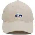 Casquette de baseball en coton beige avec broderie de voiture de golf bleue style chic - Adulte - Réglable / Poche zippée