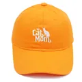 Bright orange Cat Mom embroidered baseball cap with white cat silhouette and paw prints - Orange