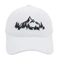 White baseball cap with black mountain and forest embroidery for outdoor hiking - Adult - Adjustable / White