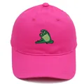 Roze katoenen honkbalpet met groene kikker yoga borduursel en zachte bovenkant model - Rozerood