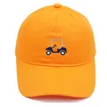 Casquette de baseball en coton orange vif avec broderie voiture de golf et visière - Adulte - Réglable / Orange