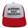 Casquette trucker rouge et blanche avec imprimé Support Day Drinking et filet aéré - Rouge + Blanc