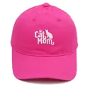 Rose pink baseball cap with white Cat Mom embroidery and cat silhouette detail - Rose Red