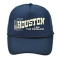 Dark blue Houston trucker hat with mesh back and I Am The Problem print design - Adult - Adjustable / All Navy Blue