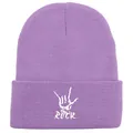 Berretto in maglia a coste viola con ricamo mano rock bianca per un look street style - Viola Chiaro